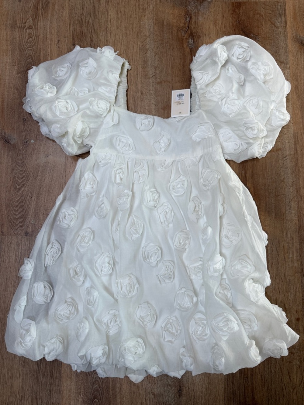 Sister Jane DREAM White Floral Rosette Puff-Sleeve Dress